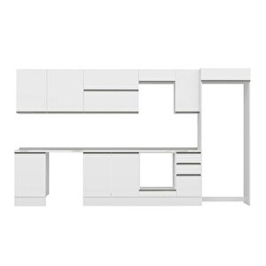 Alvinka 370x222 Cm High Gloss Mdf Mutfak Dolabı Beyaz Beyaz Mb-e80s50s40-2