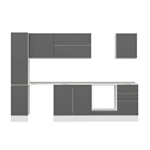 Alvinka 300x210 Cm High Gloss Mdf Mutfak Dolabı Beyaz Antrasıt Mb-e90b40s50-2