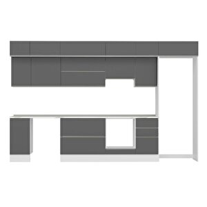 Alvinka 375x240 Cm High Gloss Mdf Mutfak Dolabı Beyaz Antrasıt Mb-e90s40s45-1