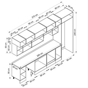 Alvinka 375x240 Cm High Gloss Mdf Mutfak Dolabı Beyaz Antrasıt Mb-e90s40s45-1