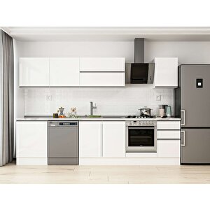 305x210 Cm High Gloss Mutfak Dolabı Beyaz Beyaz M-e80s60s45-2 Beyaz