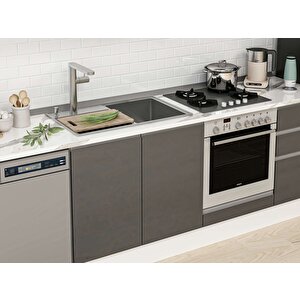 305x210 Cm High Gloss Mutfak Dolabı Beyaz Antrasıt M-e80s60s45-2 Antrasit