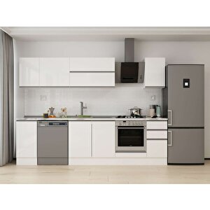 290x210 Cm High Gloss Mdf Mutfak Dolabı Beyaz Beyaz M-e90s40s40-2 Beyaz