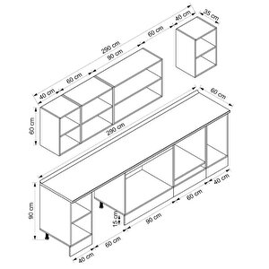 Alvinka 290x210 Cm High Gloss Mdf Mutfak Dolabı Beyaz Beyaz M-e90s40s40-2