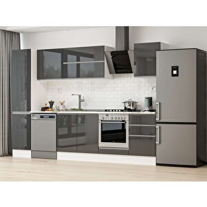 305x210 Cm High Gloss Mdf Mutfak Dolabı Beyaz Antrasıt Mb-e90b45s50-2 Antrasit