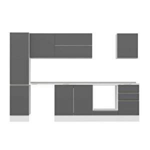 Alvinka 305x210 Cm High Gloss Mdf Mutfak Dolabı Beyaz Antrasıt Mb-e90b45s50-2