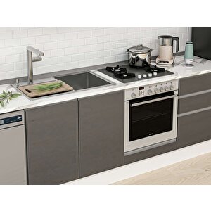 300x210 Cm High Gloss Mutfak Dolabı Beyaz Antrasıt M-e80s40s60-1 Antrasit