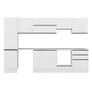 Alvinka 320x210 Cm High Gloss Mutfak Dolabı Beyaz Beyaz Mb-e90b50s60-1