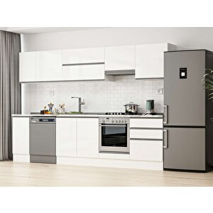 300x210 Cm High Gloss Mutfak Dolabı Beyaz Beyaz M-e80s40s60-1 Beyaz