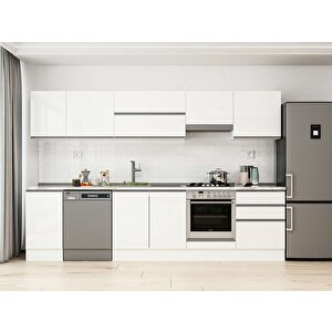 315x210 Cm High Gloss Mutfak Dolabı Beyaz Beyaz M-e90s45s60-1 Beyaz