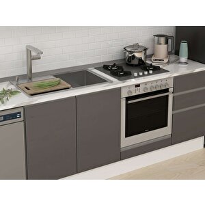 295x210 Cm High Gloss Mdf Mutfak Dolabı Beyaz Antrasıt M-e90s40s45-2 Antrasit