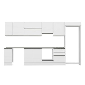 Alvinka 380x222 Cm High Gloss Mdf Mutfak Dolabı Beyaz Beyaz Mb-e80s40s60-1