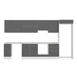 Alvinka 380x222 Cm High Gloss Mdf Mutfak Dolabı Beyaz Beyaz Mb-e80s40s60-1