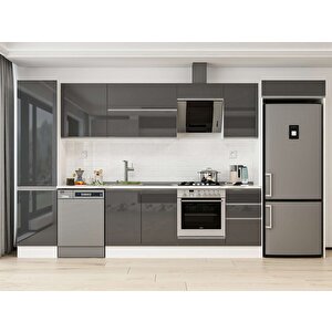 375x222 Cm High Gloss Mdf Mutfak Dolabı Beyaz Antrasıt Mbb-e80b50s45-2 Antrasit