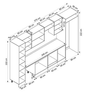Alvinka 375x222 Cm High Gloss Mdf Mutfak Dolabı Beyaz Antrasıt Mbb-e80b50s45-2