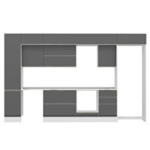 Alvinka 385x240 Cm High Gloss Mdf Mutfak Dolabı Beyaz Antrasıt Mbb-e90b45s50-2
