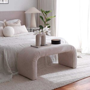 Nina Dekoratif Bench - Beyaz 106x45x46 Cm