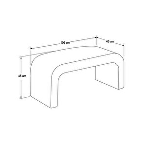 Nina Dekoratif Bench - Beyaz 106x45x46 Cm