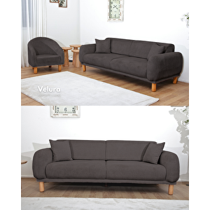 Lara Koltuk Takımı & Oturma Grubu - Koyu Gri (3+3+1)