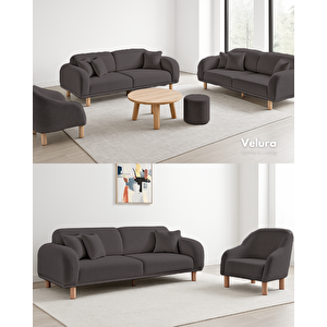 Lara Koltuk Takımı & Oturma Grubu - Koyu Gri (3+3+1+1)