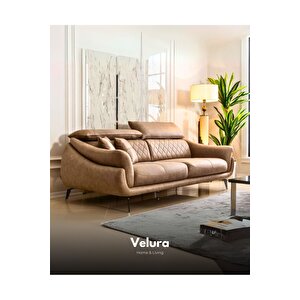 Ezel Üçlü Kanepe - Krem