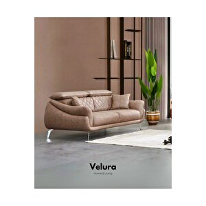 Ezel Üçlü Kanepe - Krem