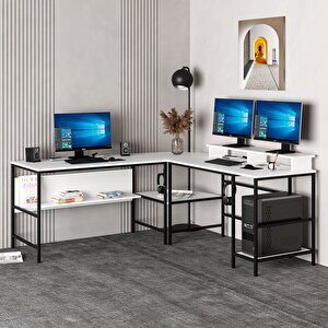 Greta Köşe Masa Set-beyaz