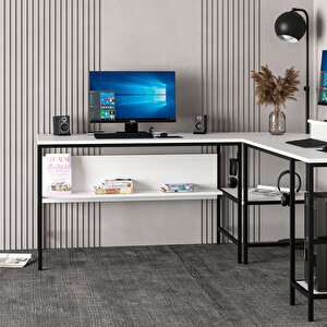 Greta Köşe Masa Set-beyaz