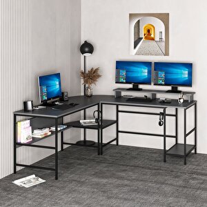 Greta Köşe Masa Set (led Işıklı) - Antrasit