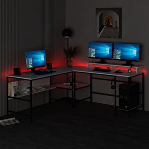 Greta Köşe Masa Set (led Işıklı) - Beyaz