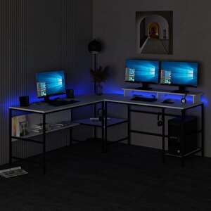 Greta Köşe Masa Set (led Işıklı) - Beyaz
