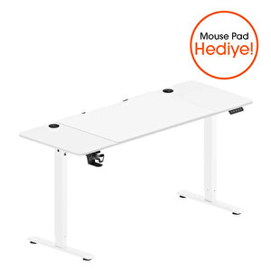 Adore Gaming Elevator-x Yükseklik Ayarlı Oyuncu Masası - Beyaz 160x72-117x75 Cm