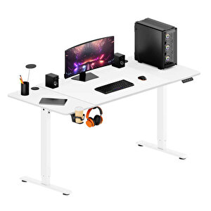 Adore Gaming Elevator-x Yükseklik Ayarlı Oyuncu Masası - Beyaz 160x72-117x75 Cm