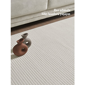 Modern Halı Özel Kesim Halı Kolay Temizlenebilir Halı Salon Halısı Mutfak Halısı Yolluk Krem Halı 100x300 cm