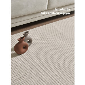 Modern Halı Özel Kesim Halı Kolay Temizlenebilir Halı Salon Halısı Mutfak Halısı Yolluk Bej Halı 160x300 cm
