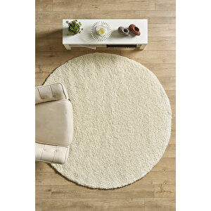 Modern Desensiz Krem Halı Salon Halısı Oturma Odası Halısı Çocuk Halısı Yumuşak Halı Yuvarlak 80x80 cm