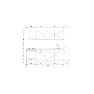 280 Cm %100 Mdf Tezgahlı Efil Ankastre Mutfak Dolabı