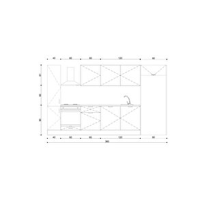 360 Cm %100 Mdf Tezgahlı Efil Ankastre Mutfak Dolabı