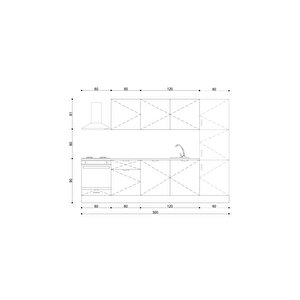 300 Cm %100 Mdf Tezgahlı Efil Ankastre Mutfak Dolabı