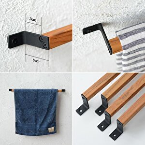Ahşap Metal Havlu Tutacağı Metal Havlu Askısı 40 Cm Mutfak Banyo Çok Amaçlı Askılık Fincan Askılığı Mutfak Gereçleri Askılığı