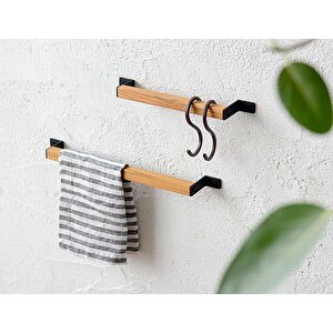 Ahşap Metal Havlu Tutacağı Metal Havlu Askısı 40 Cm Mutfak Banyo Çok Amaçlı Askılık Fincan Askılığı Mutfak Gereçleri Askılığı