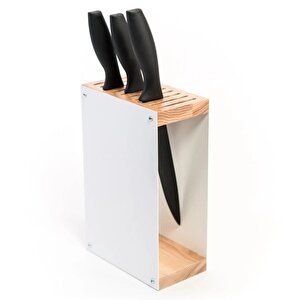 Doğal Ahşap Metal Bıçak Standı, Mutfak Bıçak Rafı, Bıçak Standı (bıçak Dahil Değildir)