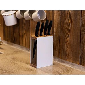 Doğal Ahşap Metal Bıçak Standı, Mutfak Bıçak Rafı, Bıçak Standı (bıçak Dahil Değildir)