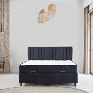 Safir Baza+başlık 140*200 Pedsiz Yatak Set- Antrasit 140x200