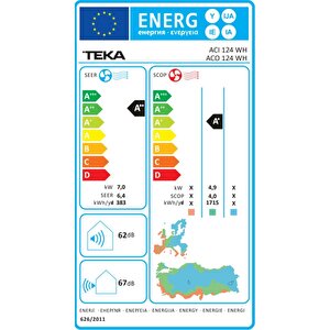 Teka  Aci 124 Wh / Aco 124 Wh İnverter Klima 24.000 Btu/h Soğutma  25.000 Btu/h Isıtma Inverter Duvar Tipi Klima