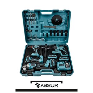 21v Darbeli Kömürsüz 4'lü Set Kırıcı Delici Hilti - Taşlama - Somun Sıkma Sökme - Matkap Vidalama