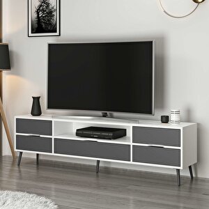 Elina Ayaklı Tv Ünitesi Beyaz-antr