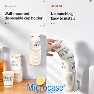 Microcase Yapışkanlı Duvara Yüzeye Monte Kağıt Bardak Askılığı - Al5307 2 Adet