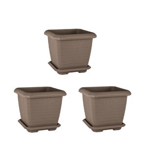So-hk03 Hisar Kare Tabaklı Saksı 25.5 Litre Mocha 3 Adet