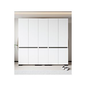 Floransa 10 Kapılı Flr10-a2fr Beyaz- Antrasit Gardırop -çok Amaçlı Dolap -yüklük